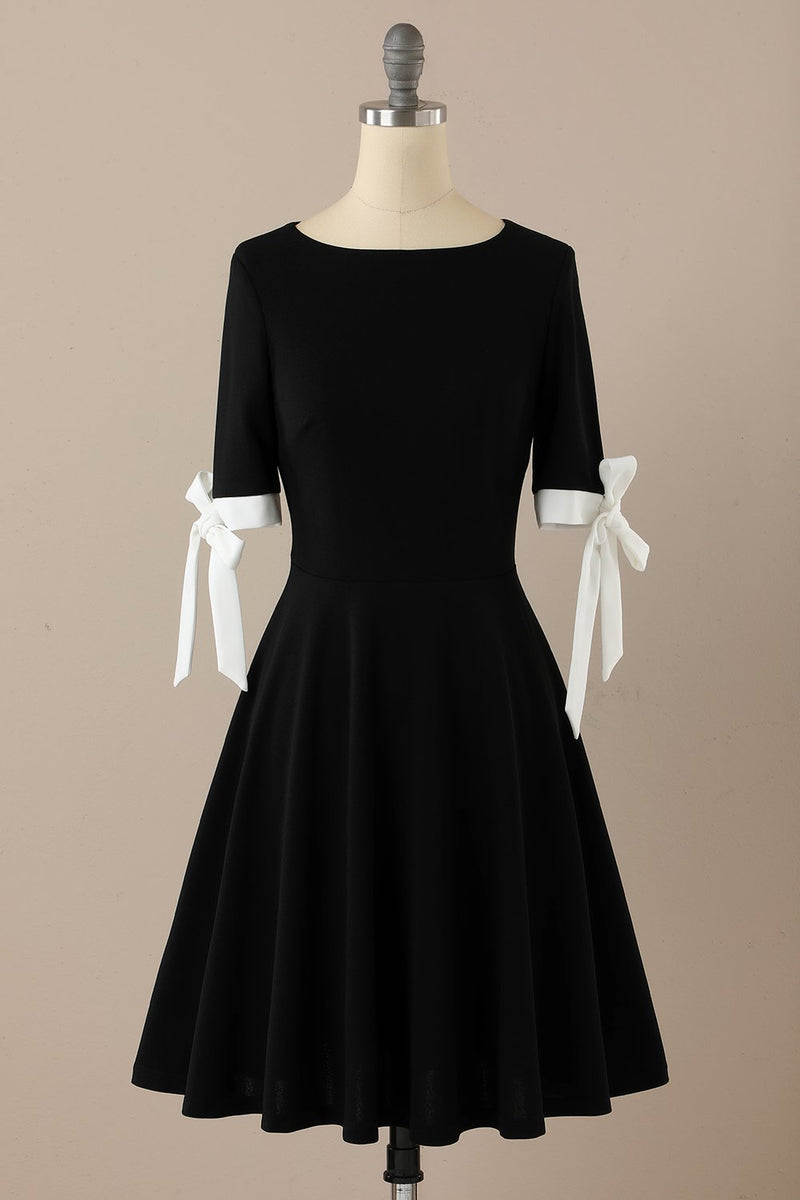 Load image into Gallery viewer, Black Retro Style 1950s Swing Dress
