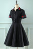 Load image into Gallery viewer, Black Lapel Neck Plaid Vintage 1950s Dress