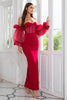 Load image into Gallery viewer, Sheath Off the Shoulder Burgundy Party Dress with Beading