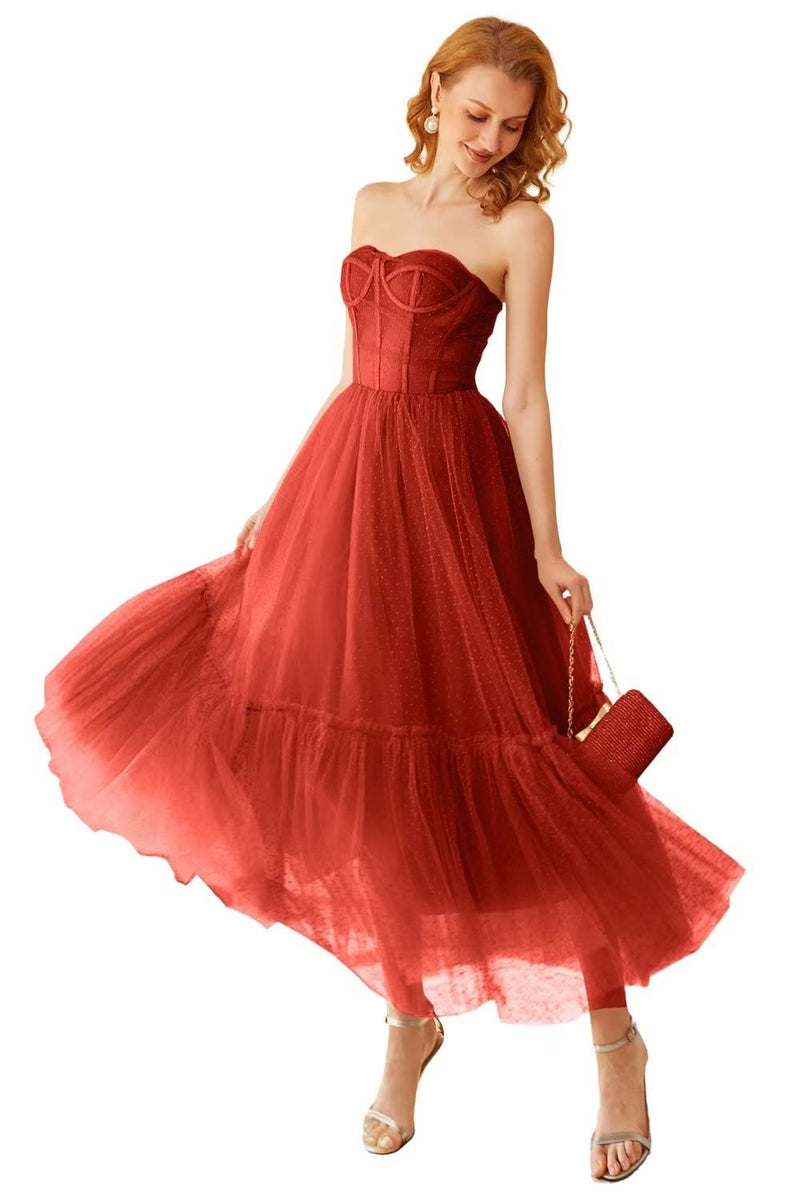 Load image into Gallery viewer, Khaki Polka Dots Corset Prom Dress