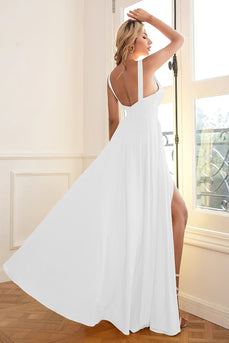 Simple A-Line Chiffon Little White Dress