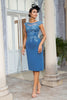 Load image into Gallery viewer, Grey Blue Two Piece Mother of the Bride Dress with Lace