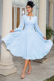 Sky Blue Chiffon Mother of the Bride Dress