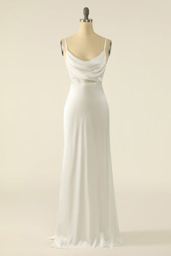 Ivory Satin Simple Wedding Dress