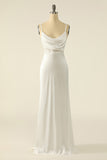 Ivory Satin Simple Wedding Dress