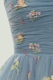 Sweetheart Champagne Short Prom Dress with Embroidery