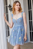 Load image into Gallery viewer, Cute A Line Sweetheart Grey Blue Short Graduation Dress with Embroidery