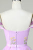 Load image into Gallery viewer, Cute A Line Sweetheart Purple Short Graduation Dress with Embroidery