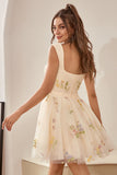 Cute A Line Sweetheart Grey Blue Short Graduation Dress with Embroidery