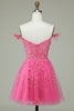 Load image into Gallery viewer, Cute A Line Spaghetti Straps Pink Short Graduation Dress with Appliques