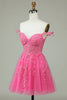 Load image into Gallery viewer, Cute A Line Spaghetti Straps Pink Short Graduation Dress with Appliques