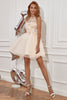 Load image into Gallery viewer, Champagne Halter Graduation Dress with Embroidery