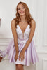 Load image into Gallery viewer, Purple Beading Satin Graduation Dress with Appliques