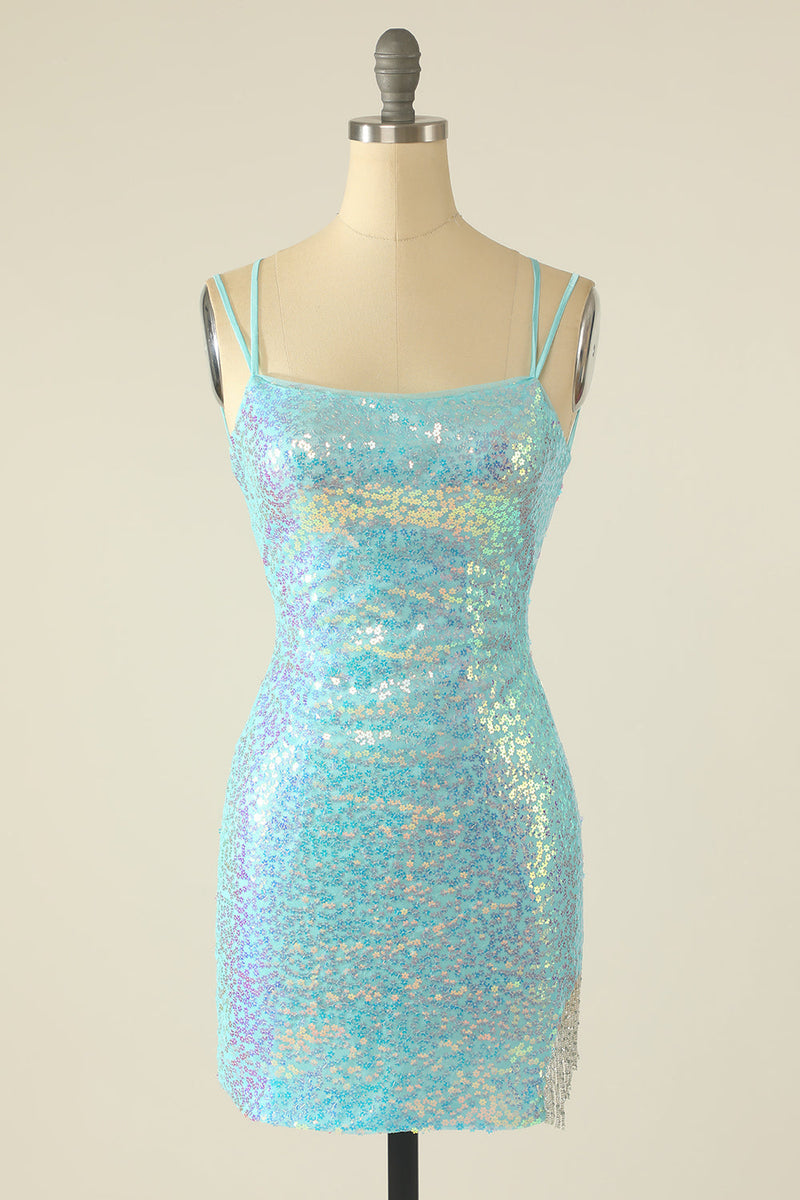 Load image into Gallery viewer, Lavender Sequin Tight Graduation Dress