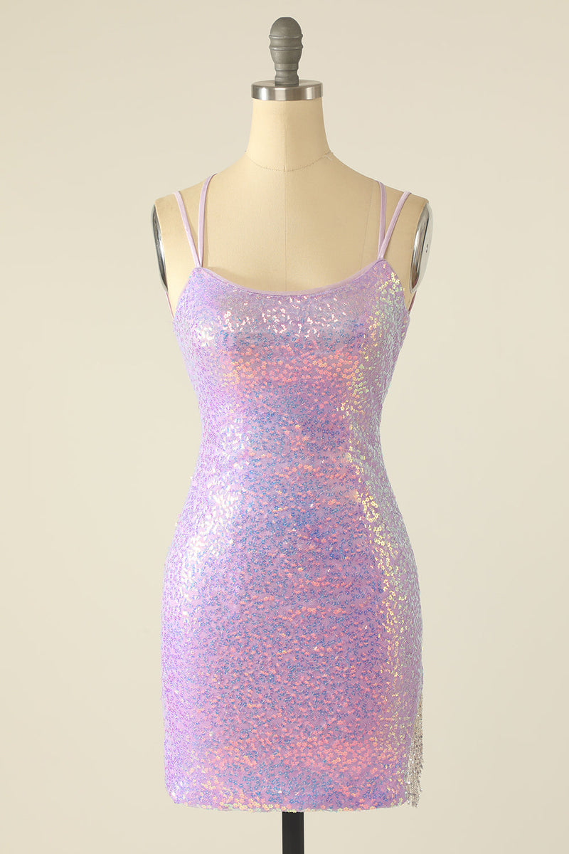 Load image into Gallery viewer, Blue Sequins Tight Graduation Dress