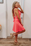 Cute Fuchsia Halter Backless Short Cocktail Dress