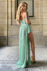 Load image into Gallery viewer, Asymmetrical Light Green Halter Sequined Graduation Dress with Keyhole