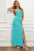 Load image into Gallery viewer, Blue Spaghetti Straps Cut Out Wedding Guest Dress With Bow