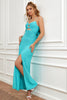 Load image into Gallery viewer, Blue Spaghetti Straps Cut Out Wedding Guest Dress With Bow
