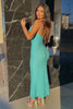 Load image into Gallery viewer, Sheath Blue Spaghetti Straps Mermaid Wedding Guest Dress