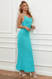 Blue Spaghetti Straps Mermaid Wedding Guest Dress