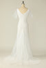 Load image into Gallery viewer, White V Neck Lace Wedding Dress