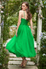 Load image into Gallery viewer, Green Tulle A-line Midi Prom Dress with Ruffles