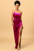 Load image into Gallery viewer, One Shoulder Velvet Prom Dress with Slit