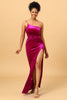 Load image into Gallery viewer, One Shoulder Velvet Prom Dress with Slit
