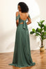 Load image into Gallery viewer, Eucalyptus Ruched Lace-Up Back Long Chiffon Bridesmaid Dress