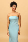 Grey Blue Satin Mermaid Bridesmaid Dress