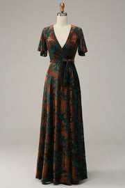 Burnout Velvet Dark Green Mother of the Bride Dress