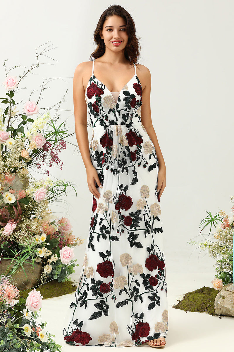 Load image into Gallery viewer, Mermaid Spaghetti Straps Flower Printed Wedding Guest Dress