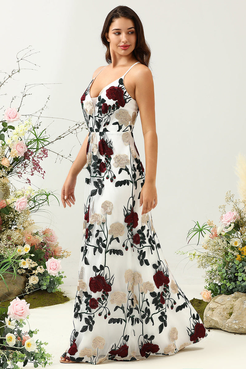 Load image into Gallery viewer, Mermaid Spaghetti Straps Flower Printed Wedding Guest Dress