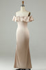 Load image into Gallery viewer, Ankle-Length Off The Shoulder Champagne Long Bridesmaid Dress with Ruffles
