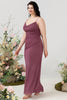 Load image into Gallery viewer, Sheath Spaghetti Straps Desert Rose Plus Size Bridesmaid Dress with Open Back
