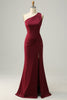 Load image into Gallery viewer, One Shoulder Desert Rose Long Bridesmaid Dress with Slit