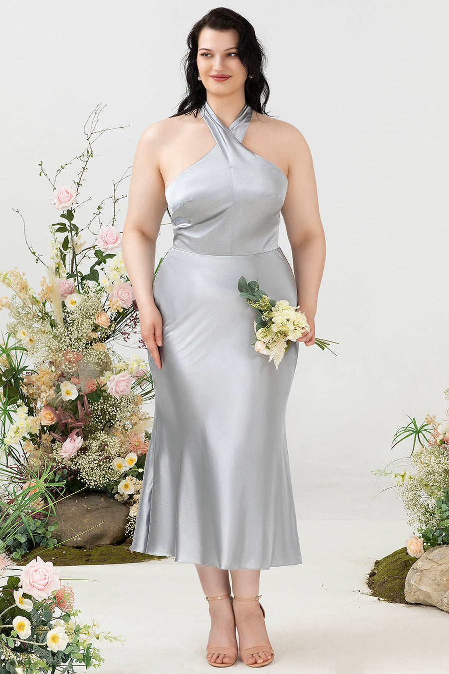 sheath v neck bridesmaid dresses Duntery 3/4 Sleeves V-neck Chiffon Long Dresses With Slit, Champagne