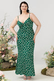 Green Floral Print Summer Plus Size Bridesmaid Dress