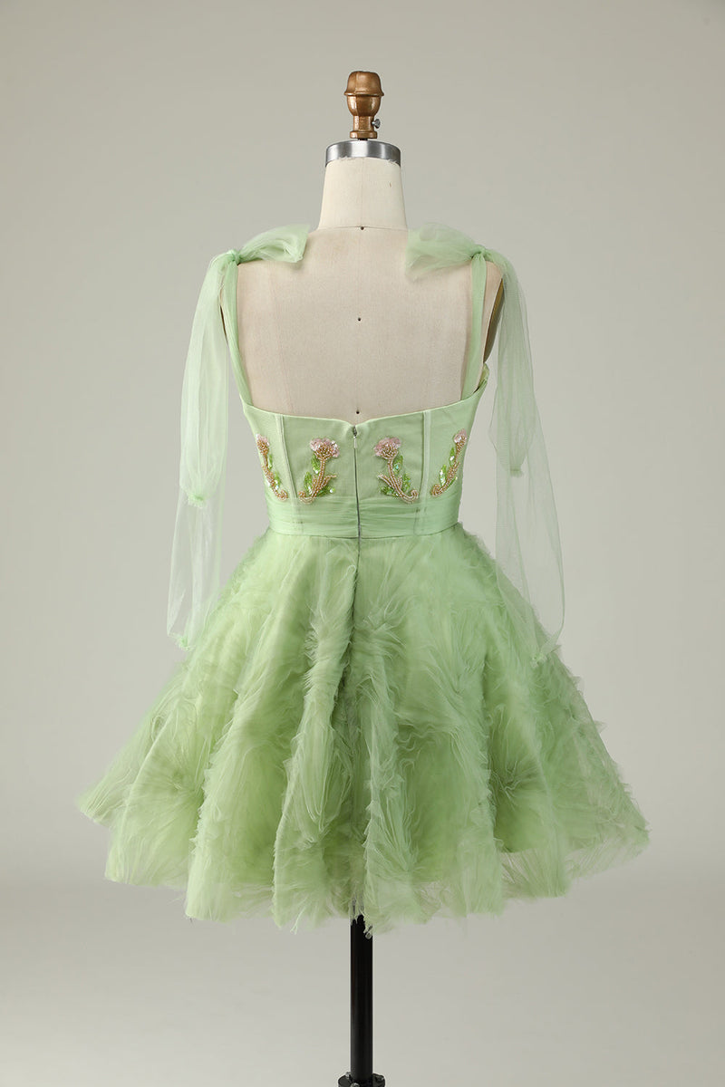Load image into Gallery viewer, Sweetheart Green A Line Cocktail Dress with Beading
