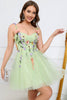 Load image into Gallery viewer, A Line Spaghetti Straps Green Short Graduation Dress with Appliques
