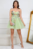 Load image into Gallery viewer, A Line Spaghetti Straps Green Short Graduation Dress with Appliques