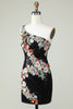 Load image into Gallery viewer, One Shoulder Black Sequin Beading Graduation Dress