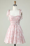 Blue A Line Spaghetti Straps Graduation Dress