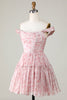 Load image into Gallery viewer, A Line Cute Blush Printed Short Graduation Dress with Ruffles