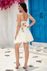 Load image into Gallery viewer, Stylish A Line Spaghetti Straps Champagne Short Graduation Dress with Appliques