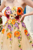 Load image into Gallery viewer, Champagne Strapless Graduation Dress with 3D Flowers