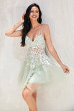 Stylish A Line Dusty Sage Spaghetti Straps Graduation Dress With Criss Cross Back