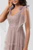 Load image into Gallery viewer, Keeper of My Heart A-Line V Neck Dusty Pink Long Bridesmaid Dress with Beading