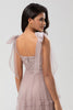 Load image into Gallery viewer, Keeper of My Heart A-Line V Neck Dusty Pink Long Bridesmaid Dress with Beading